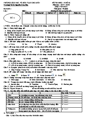 Đề thi học sinh giỏi môn Tin học Lớp 6 - Đề A - Năm học 2017-2018 - Trường THCS Nguyễn Kim Nhã (Có đáp án)